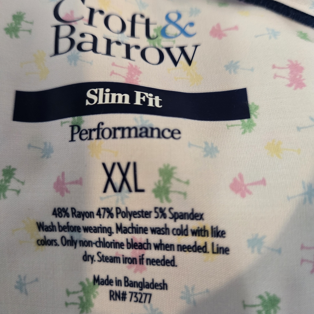 Croft & Barrow‎ Men's White and Green Patterned Short Sleeve Shirt - Picture 9 of 14